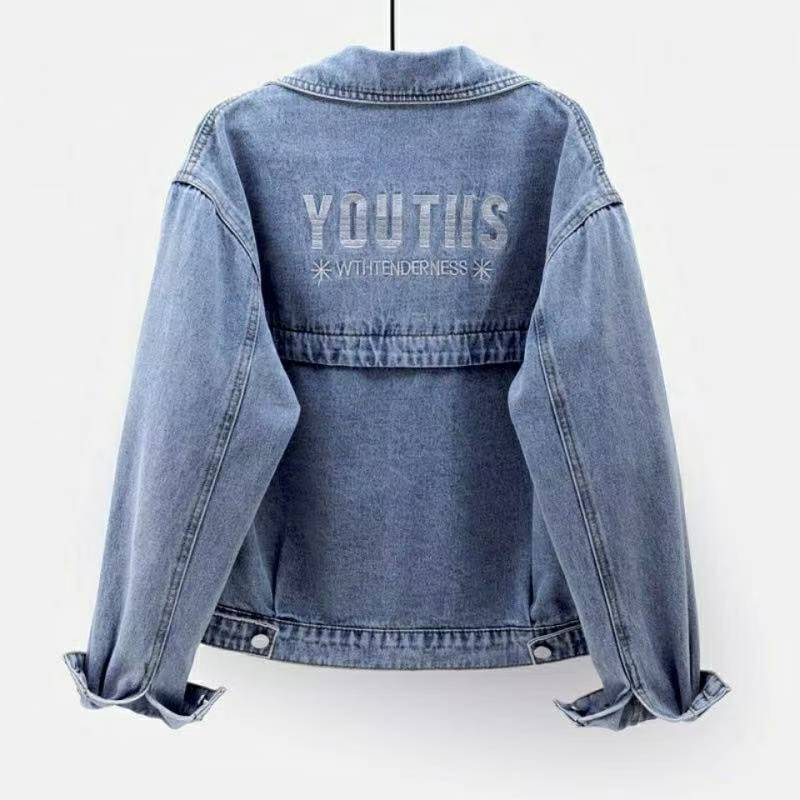 Girls' Embroidered Denim Jacket Cropped Casual Outerwear