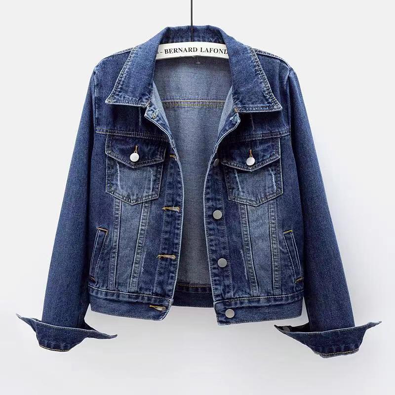 Women's Washed Denim Jacket Slim Fit Casual Outerwear