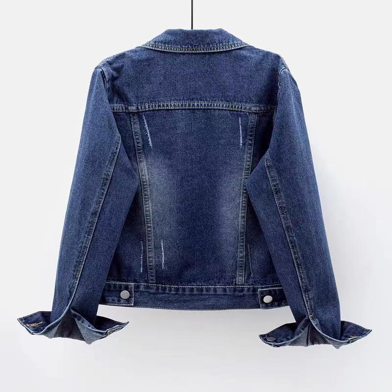 Women's Washed Denim Jacket Slim Fit Casual Outerwear
