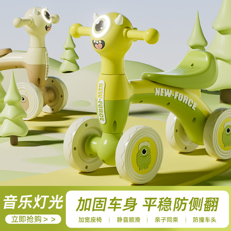Children's Four-Wheel Pedal-Less Balance Bike and Toddler