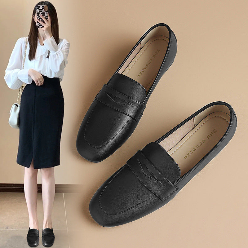 Women's Retro Mid Heel Slip-On Shoes Casual Comfort Flats