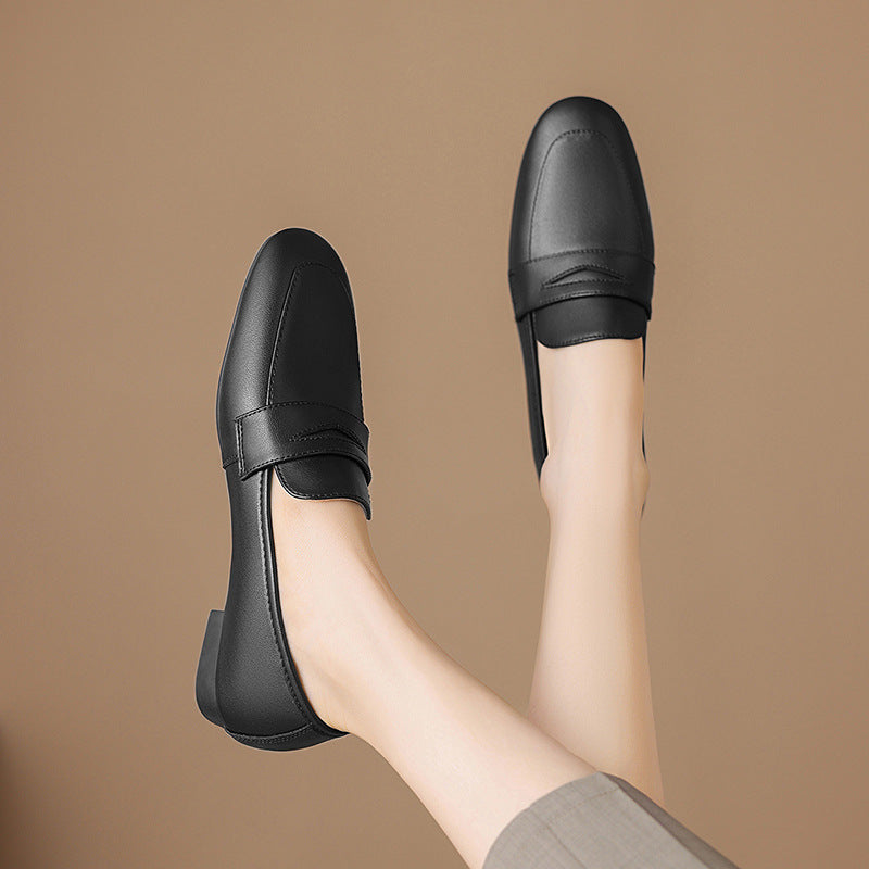 Women's Retro Mid Heel Slip-On Shoes Casual Comfort Flats