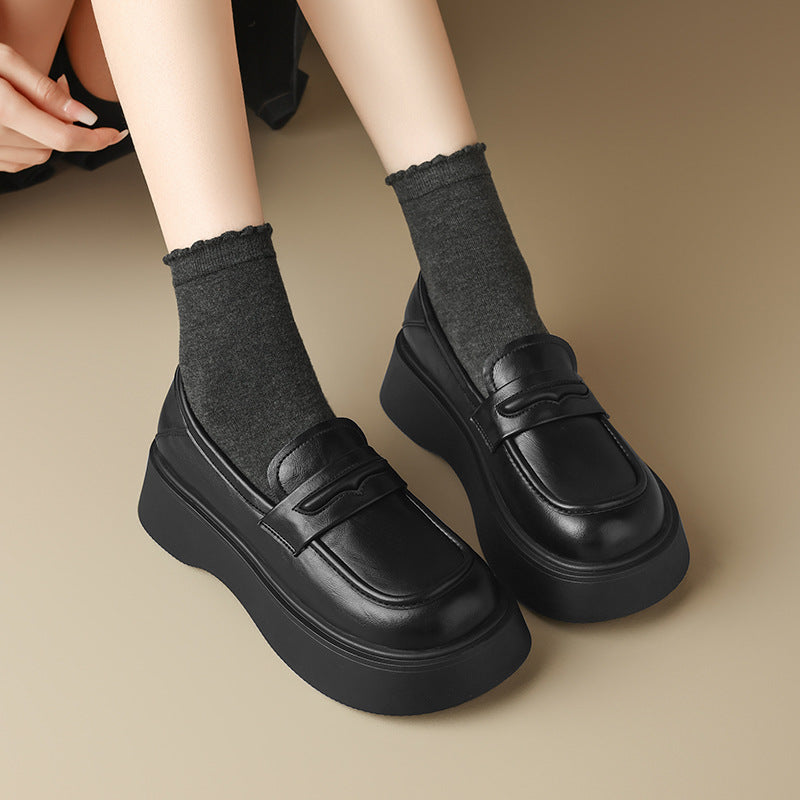 Women's Thick Sole Loafers Comfortable Casual Slip-On Shoes
