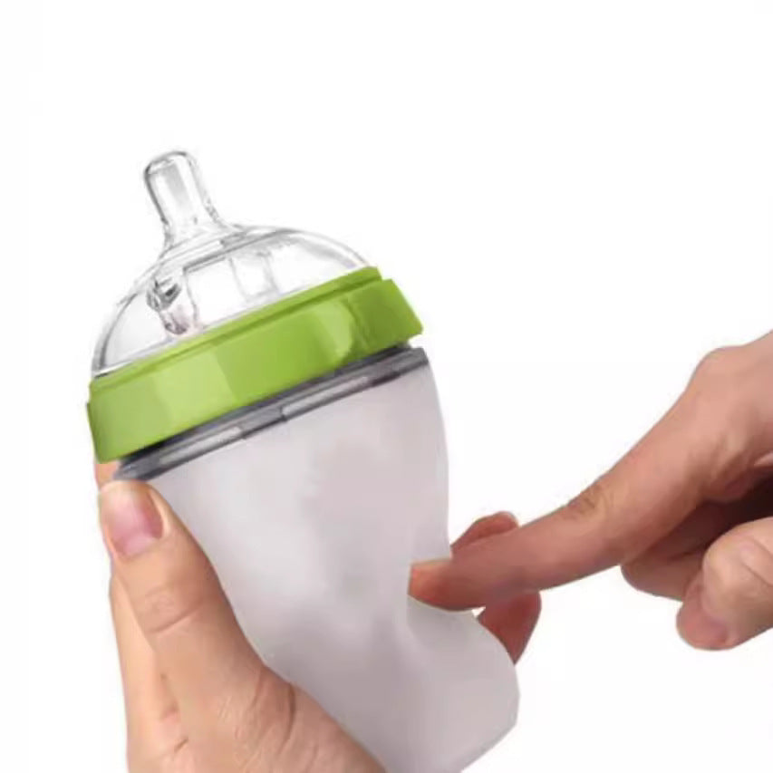Wide-Neck Liquid Silicone Baby Feeding Bottle with Handle