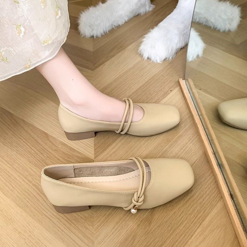Women's Mary Jane Leather Flats Elegant Casual Dress Shoes