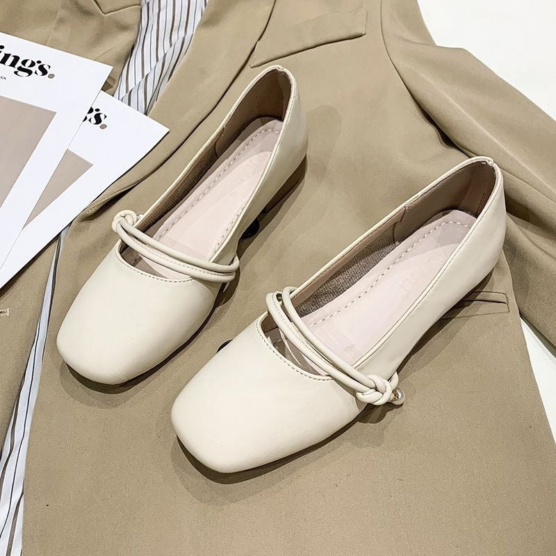 Women's Mary Jane Leather Flats Elegant Casual Dress Shoes