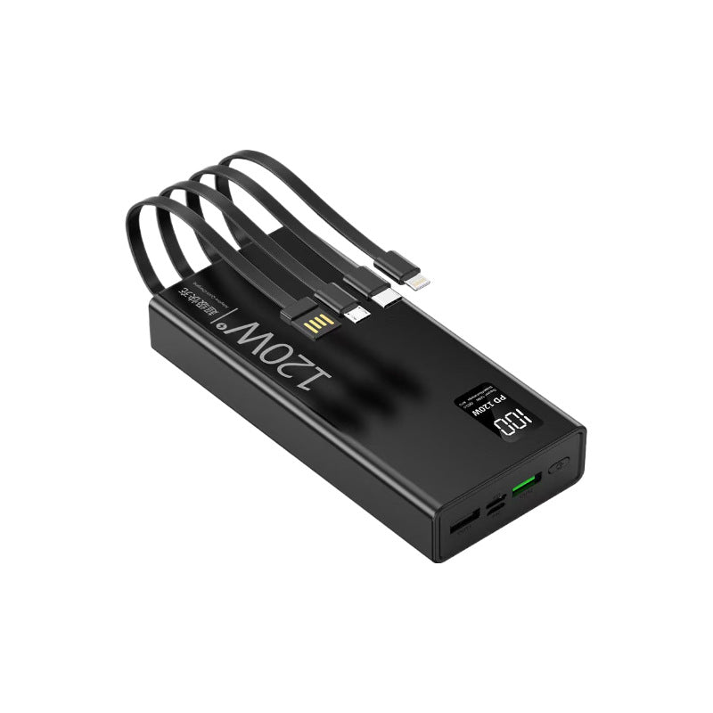 120W Fast Charging Power Bank 20000mAh Built-In Cable