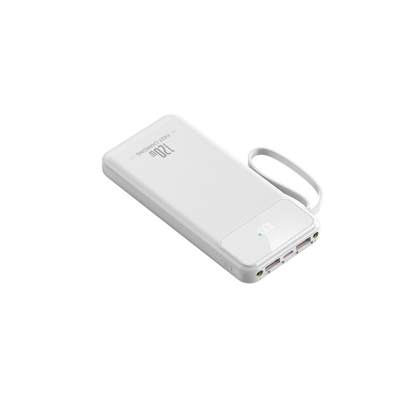 Portable 20000mAh Power Bank with Built-In Charging Cable