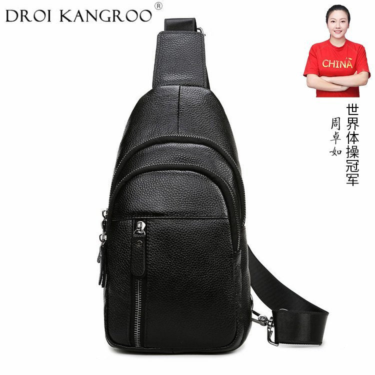 Genuine Leather Men's Retro Crossbody Chest Shoulder Bag