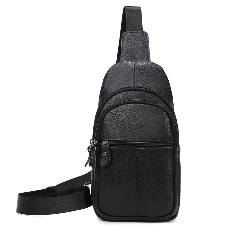 Genuine Leather Men's Crossbody Chest Bag in Top Grain Cowhide