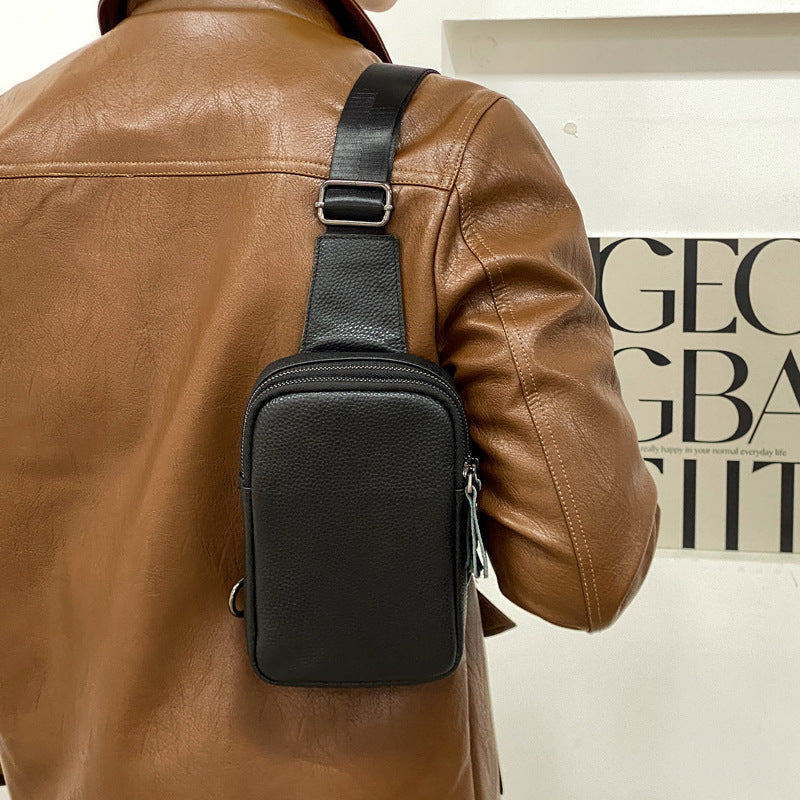 Genuine Leather Crocodile Embossed Men's Crossbody Chest Bag