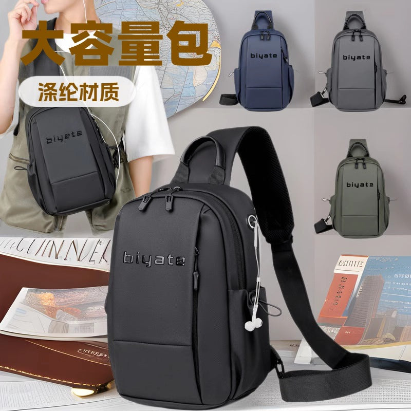 Anti-Splash Men's Leather Crossbody Chest Bag for Everyday Use