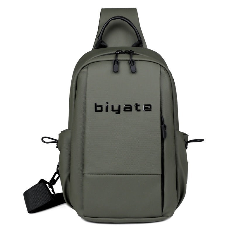 Anti-Splash Men's Leather Crossbody Chest Bag for Everyday Use