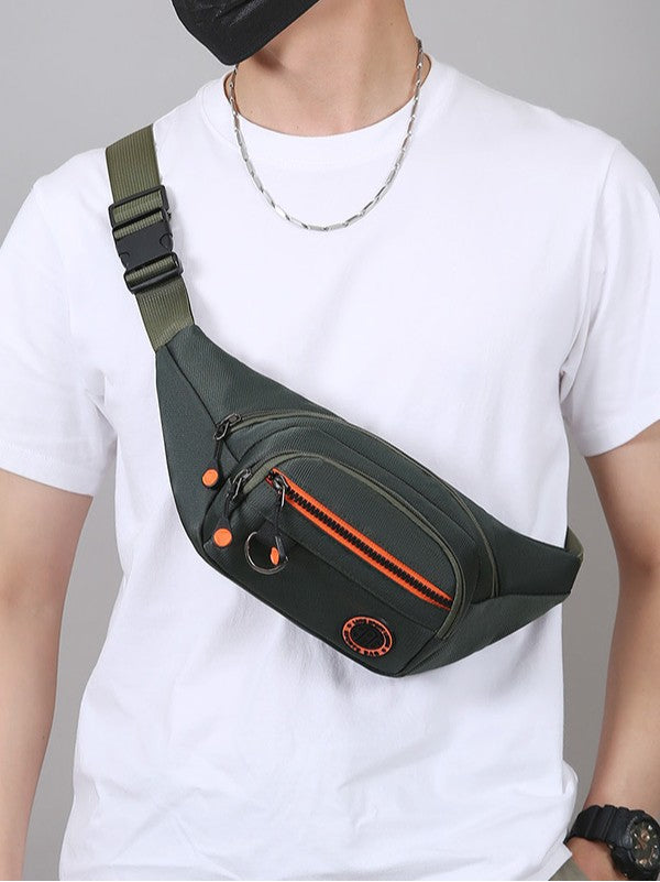 Men's Oxford Crossbody Chest Bag with Multi-Compartment Design