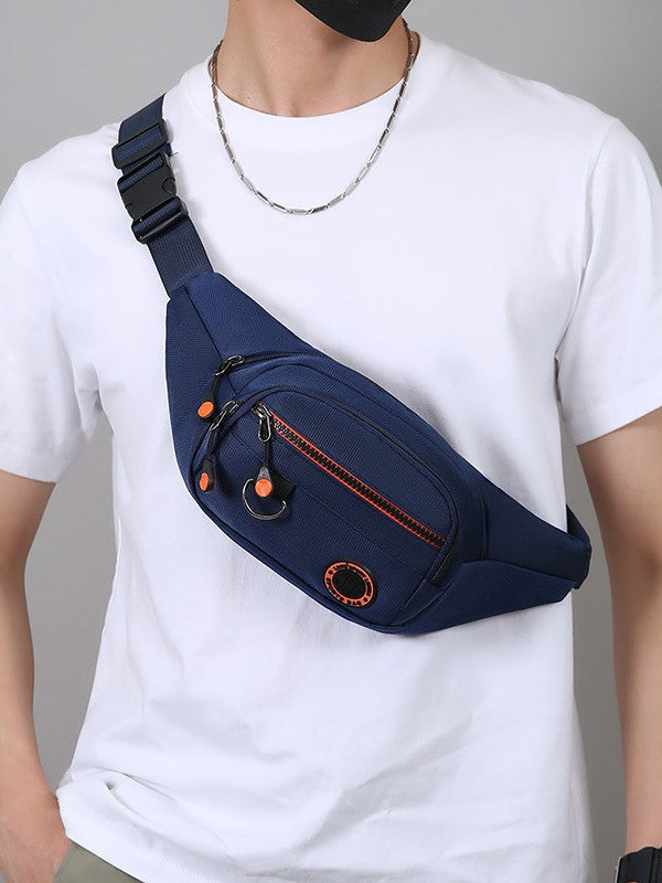 Men's Oxford Crossbody Chest Bag with Multi-Compartment Design