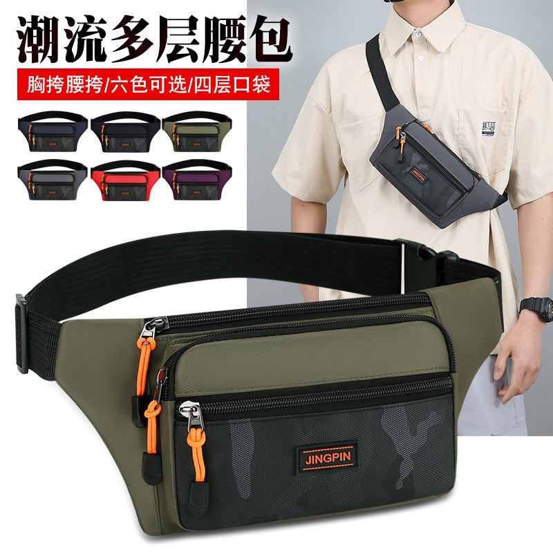 Men's Water-Repellent Crossbody Chest Bag with Multi Pockets
