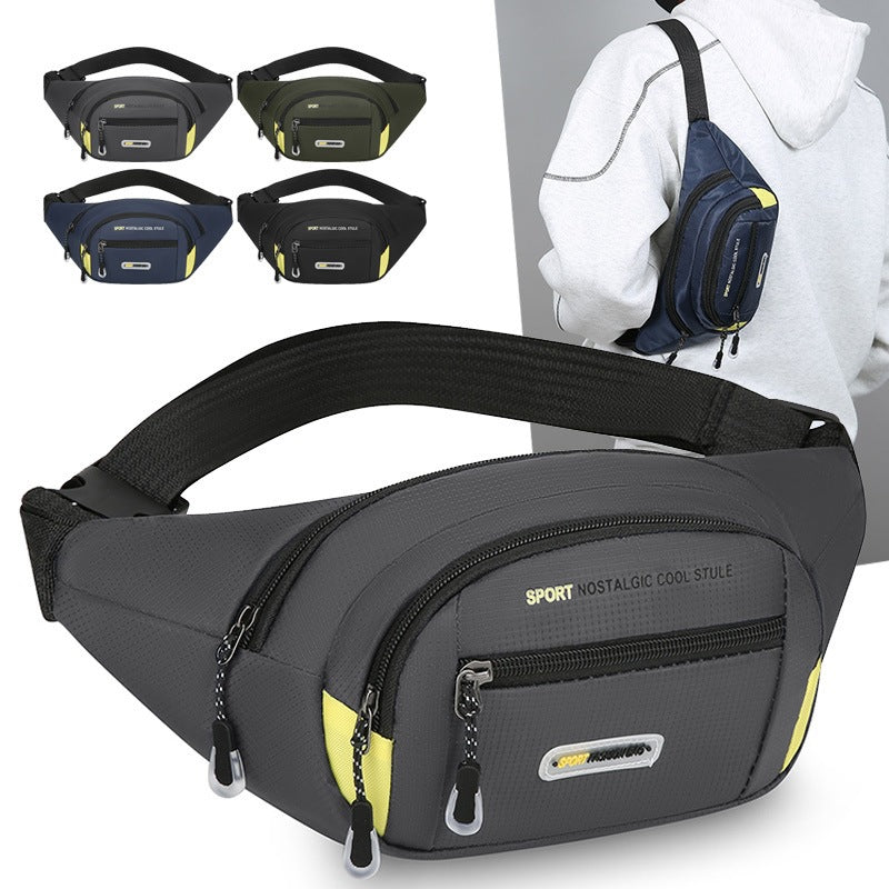 Waterproof Nylon Men's Crossbody Waist Bag with Large Capacity