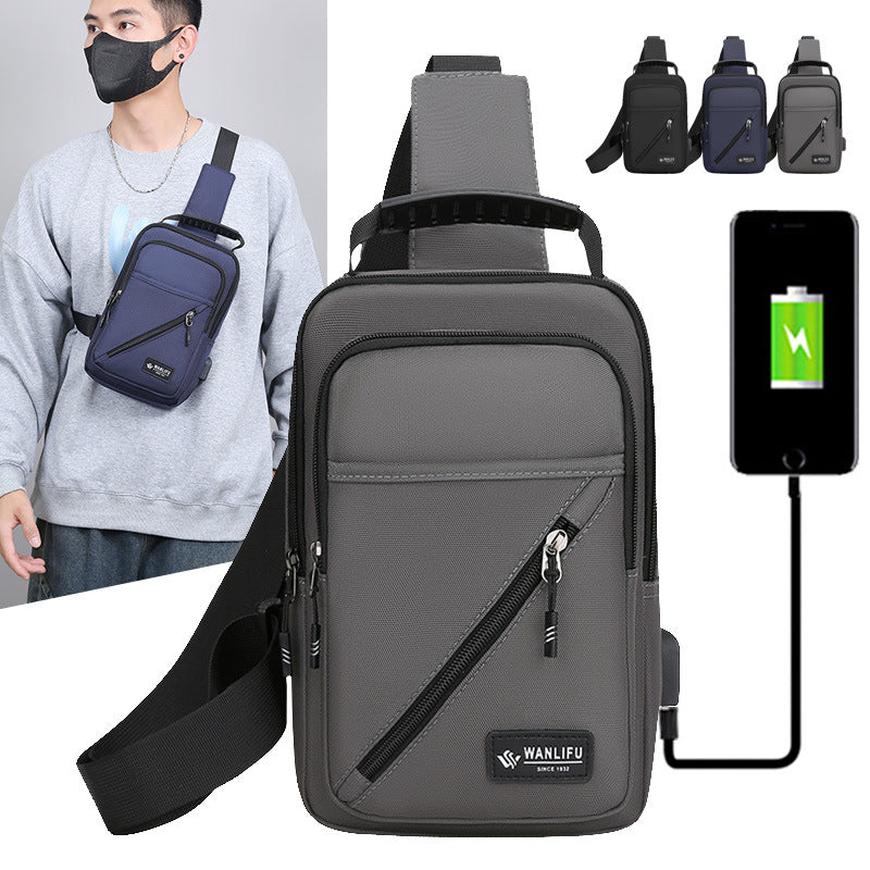 Men's Oxford Crossbody Chest Bag with Casual Shoulder Strap