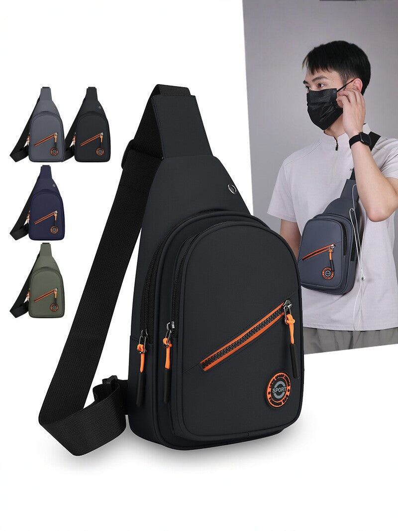 Men's Waterproof Oxford Crossbody Chest Bag with Multi Pockets