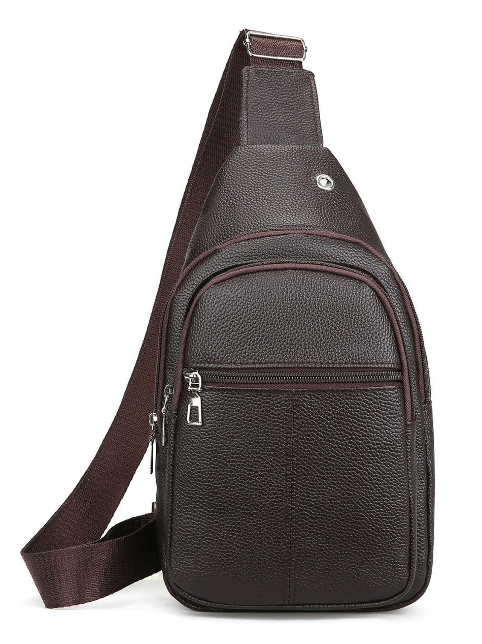 Men's Vintage Leather-Look Crossbody Chest Shoulder Bag