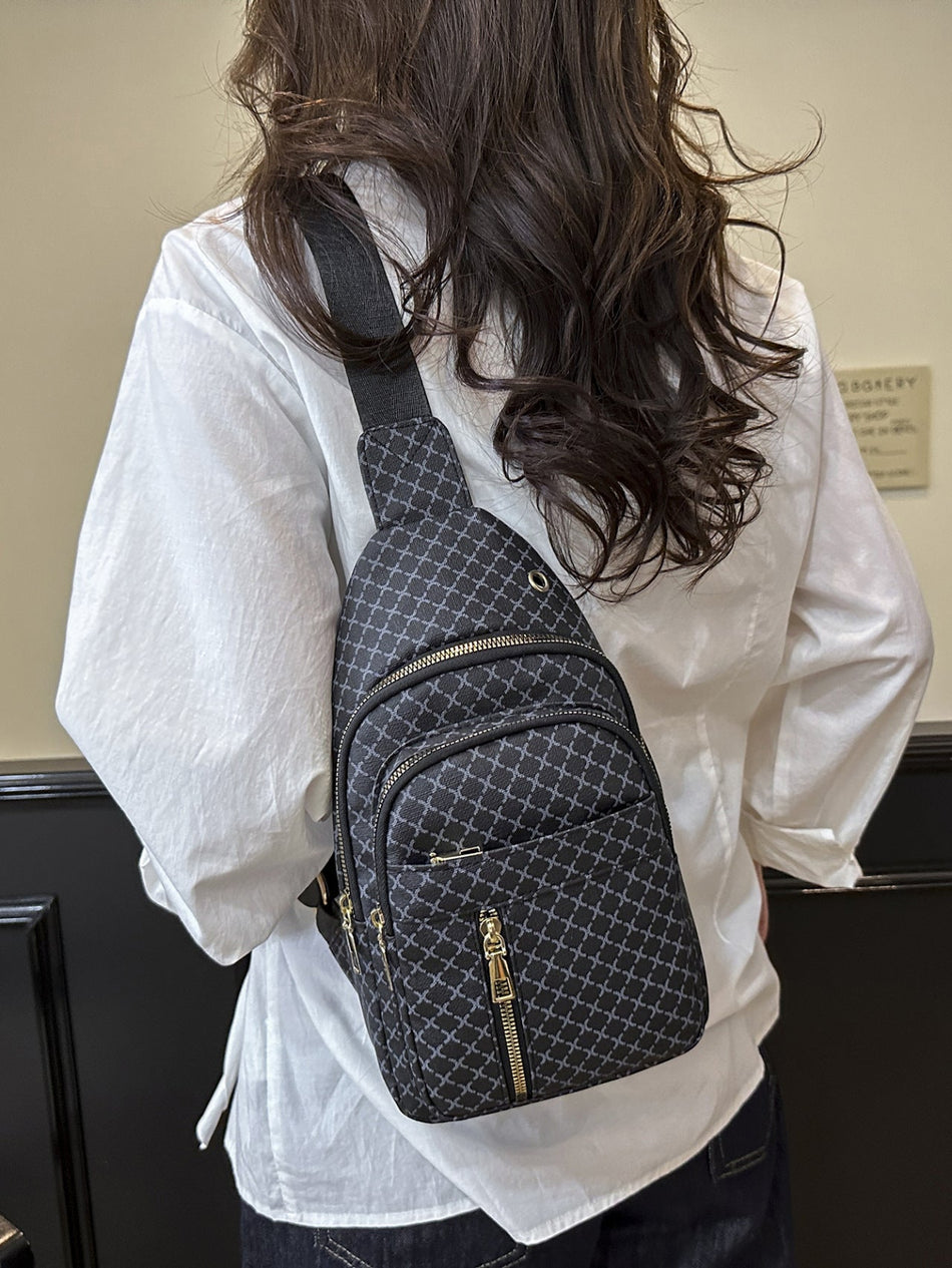Men's Casual Crossbody Chest Phone Bag with Pattern Design