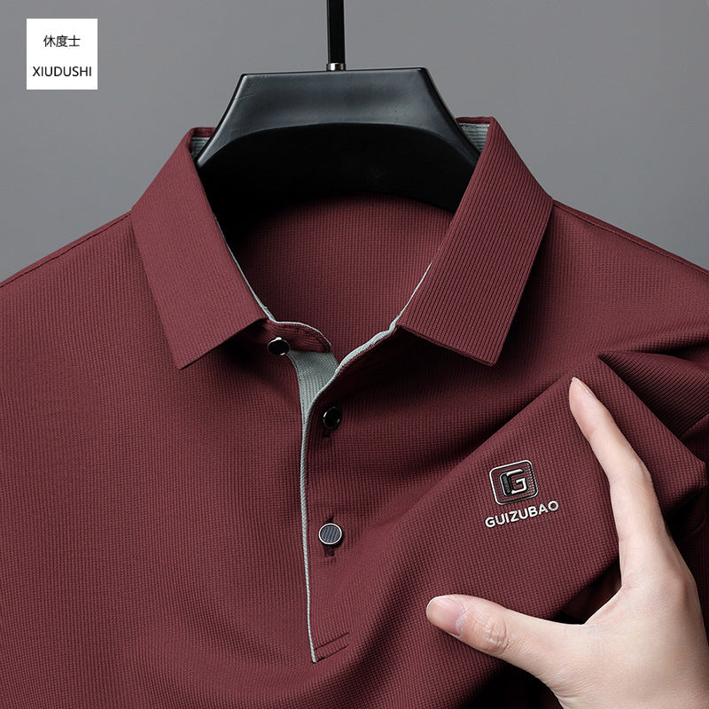Men's Ice Silk Polo Shirt Loose Fit Business Casual Style