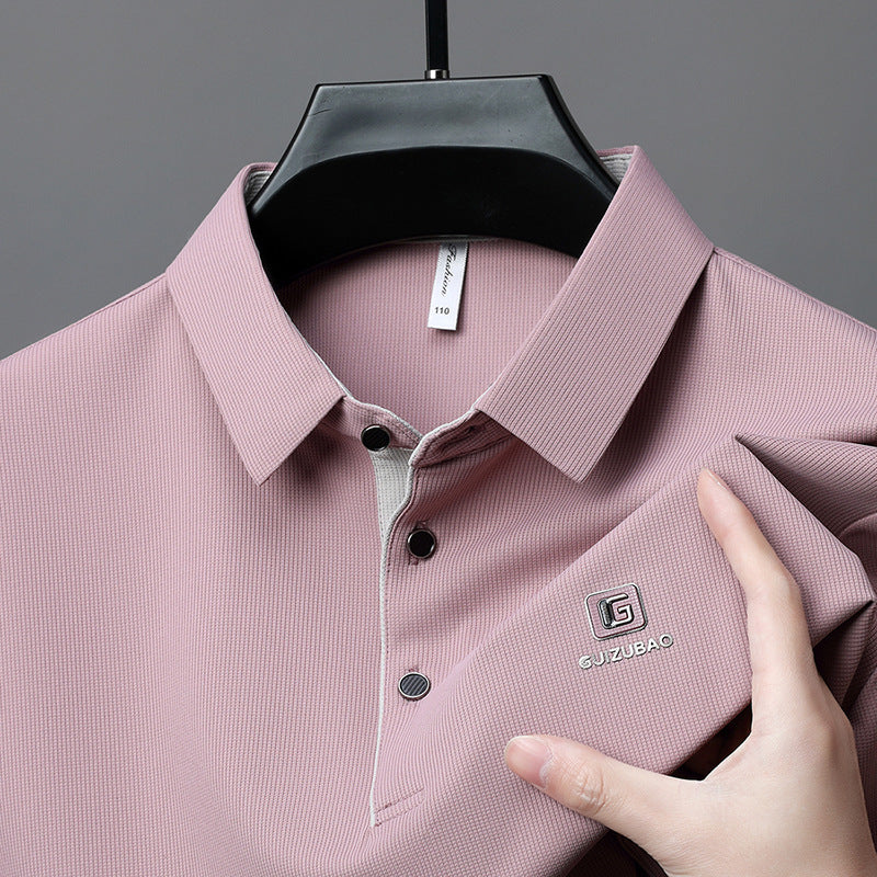 Men's Ice Silk Polo Shirt Loose Fit Business Casual Style