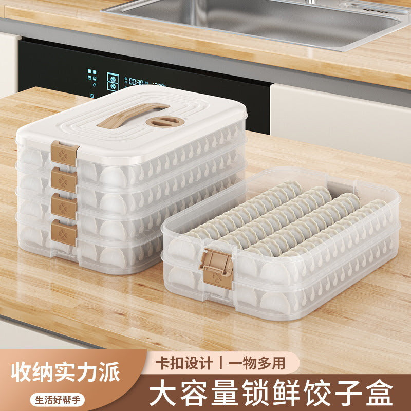 Food-Grade Plastic Dumpling Storage Box, Stackable Layers