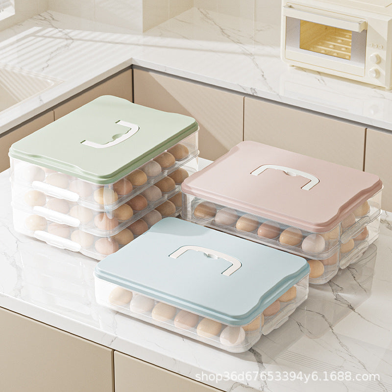 Multi-Layer PP Egg Storage Box with 24 Grids, Handle