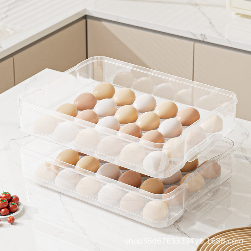 Multi-Layer PP Egg Storage Box with 24 Grids, Handle
