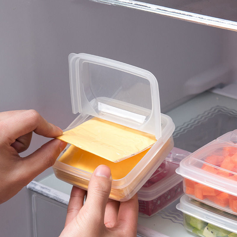 Square Refrigerator Storage Box with Lid, Cheese and Sauce 5pc
