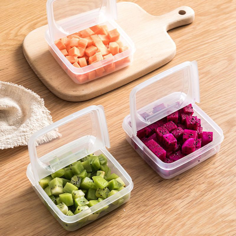 Square Refrigerator Storage Box with Lid, Cheese and Sauce 5pc