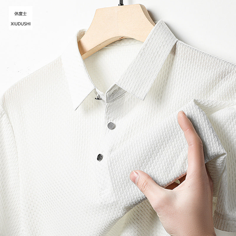 Men's Jacquard Polo Shirt Short Sleeve Lapel Breathable Style