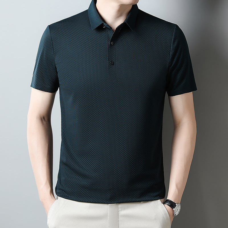 Men's Jacquard Polo Shirt Short Sleeve Lapel Breathable Style