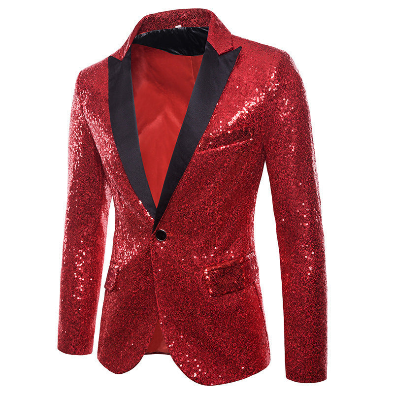 Men's Gold Sequin Performance Blazer for Stage and Formal Events