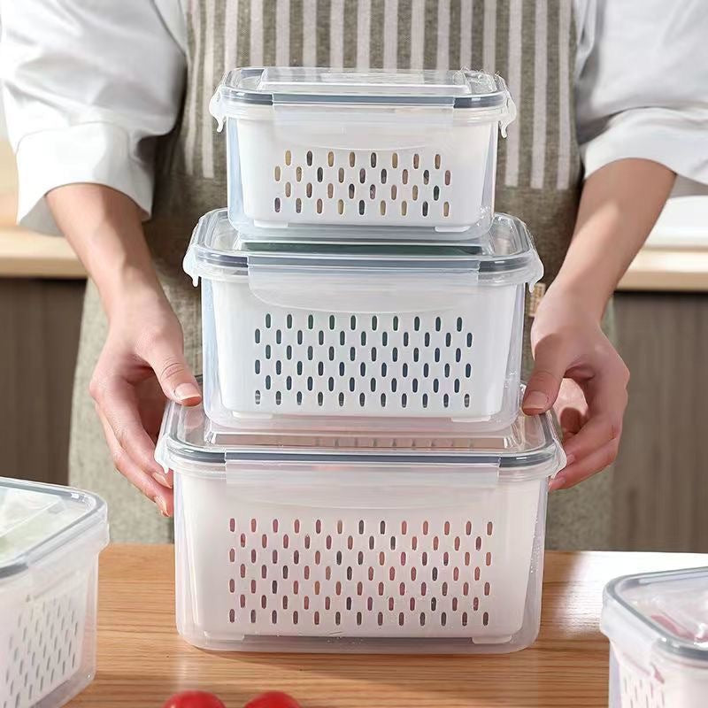 Double-Layer Drainage Storage Box for Fruits and Vegetables