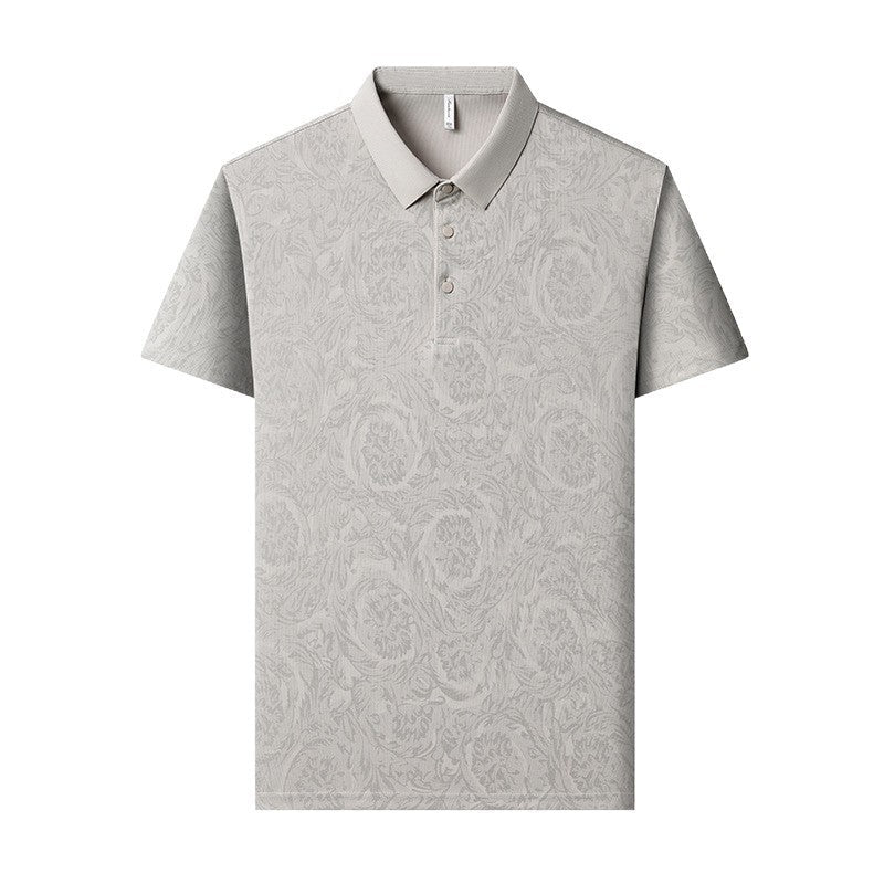 Men's Printed Ice Silk Polo Shirt Stretch Short Sleeve Style