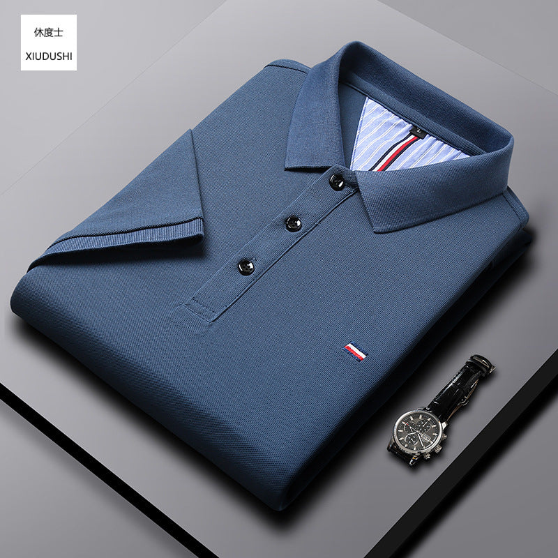 Men's Embroidered Lapel Polo Shirt Short Sleeve Casual Style