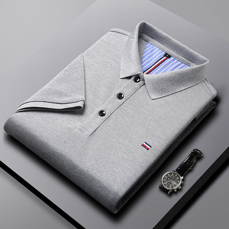 Men's Embroidered Lapel Polo Shirt Short Sleeve Casual Style