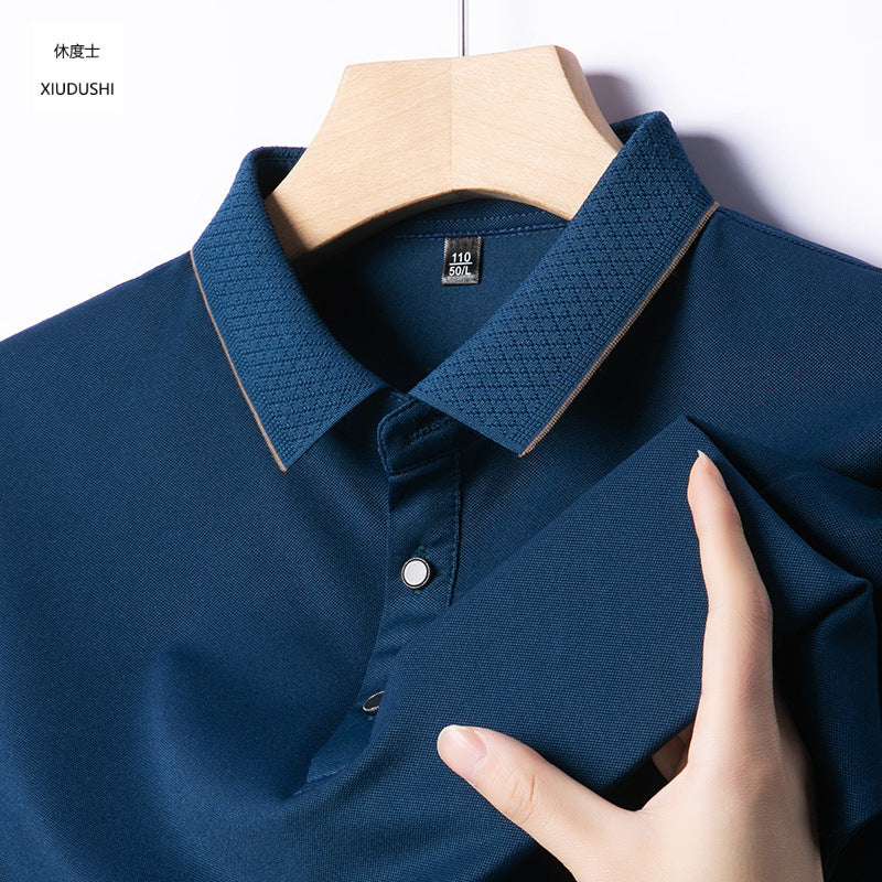 Men's Ice Silk Polo Shirt Quick Dry Short Sleeve Casual Fit