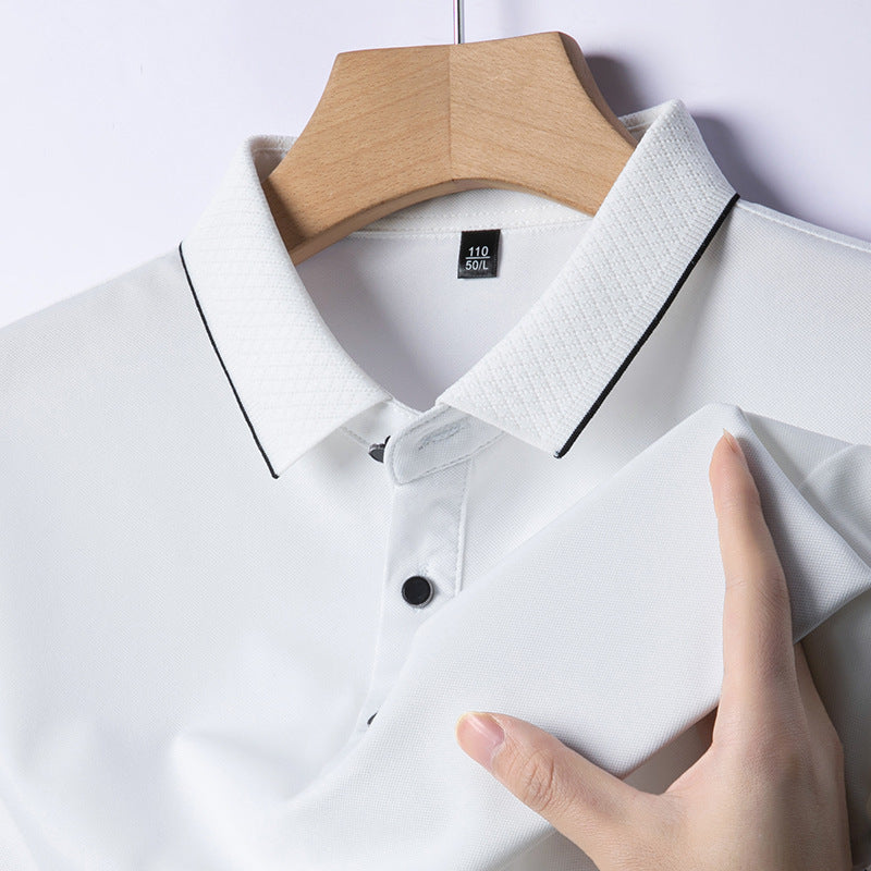 Men's Ice Silk Polo Shirt Quick Dry Short Sleeve Casual Fit