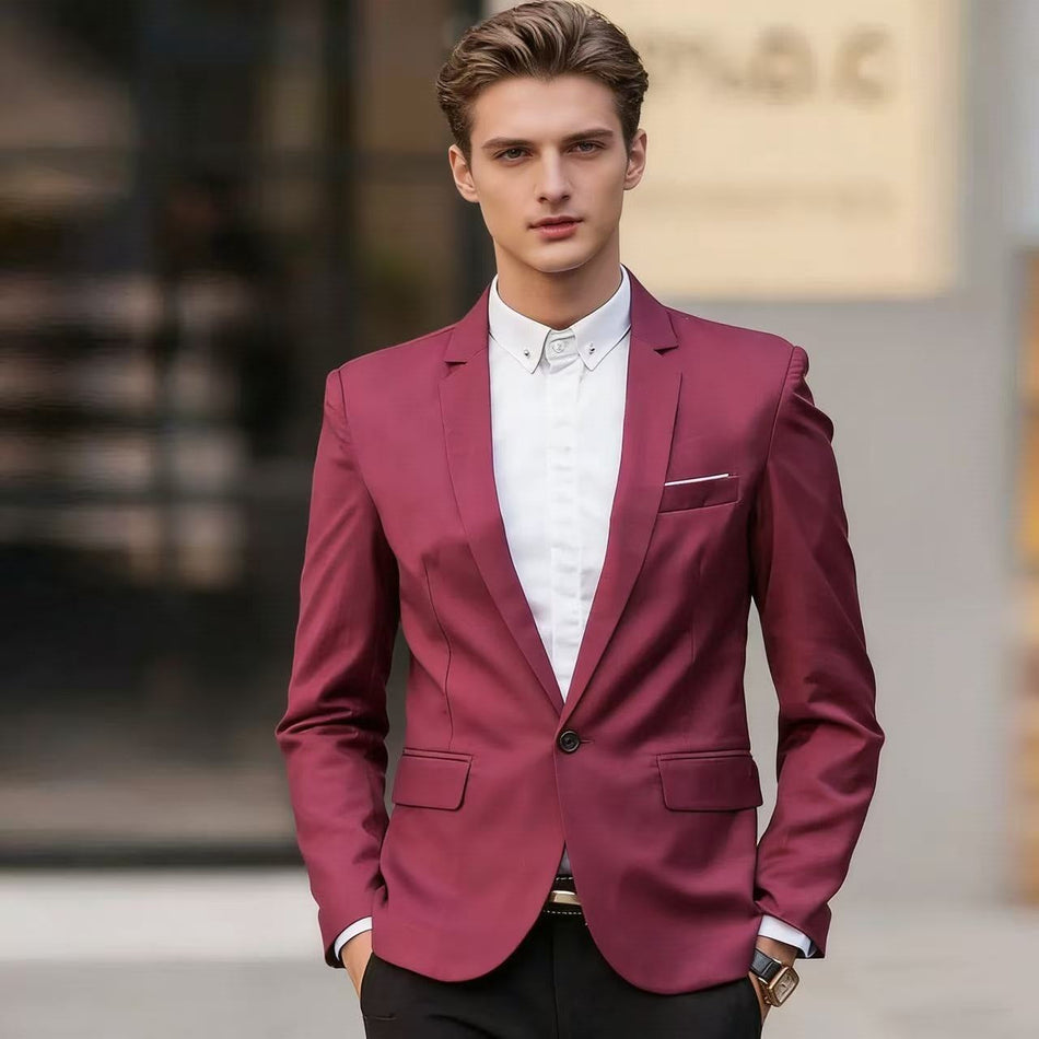 Men's Korean Style Casual Single-Breasted Blazer Jacket