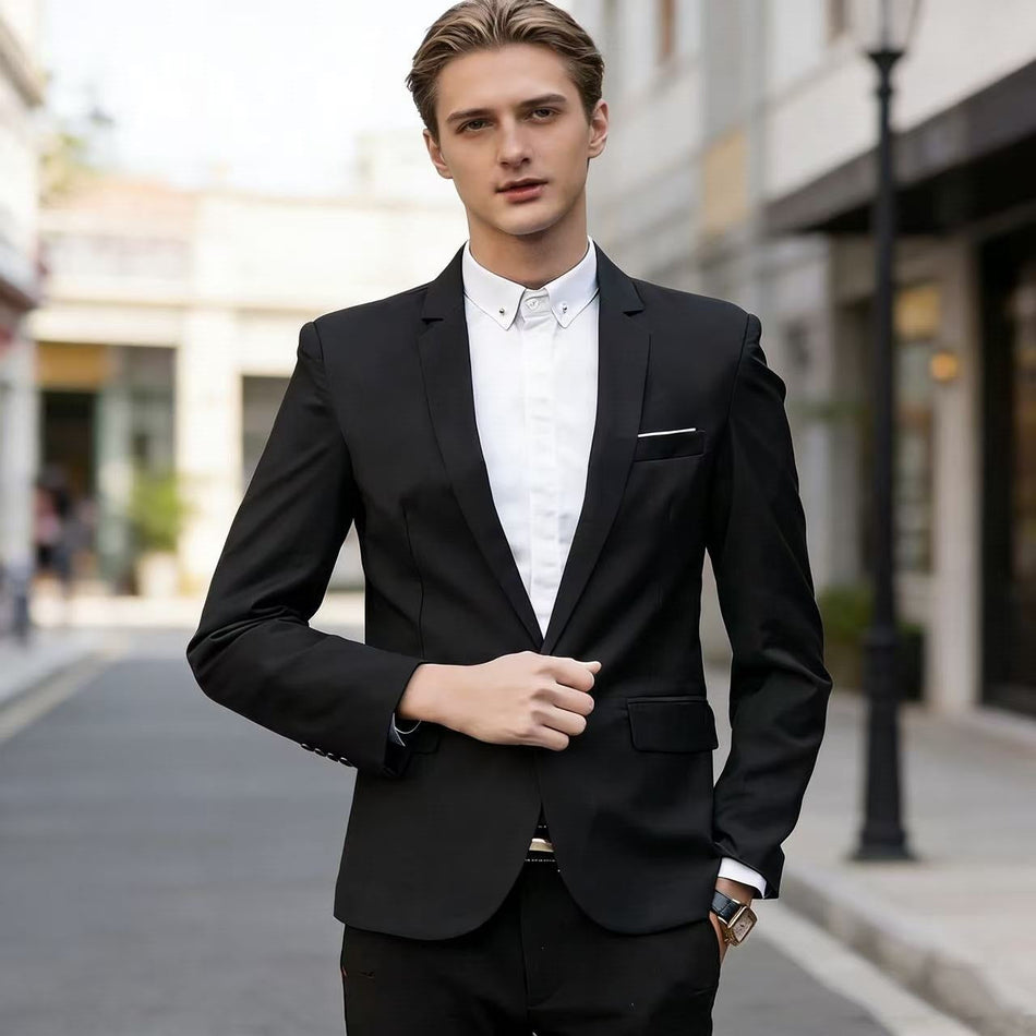 Men's Korean Style Casual Single-Breasted Blazer Jacket
