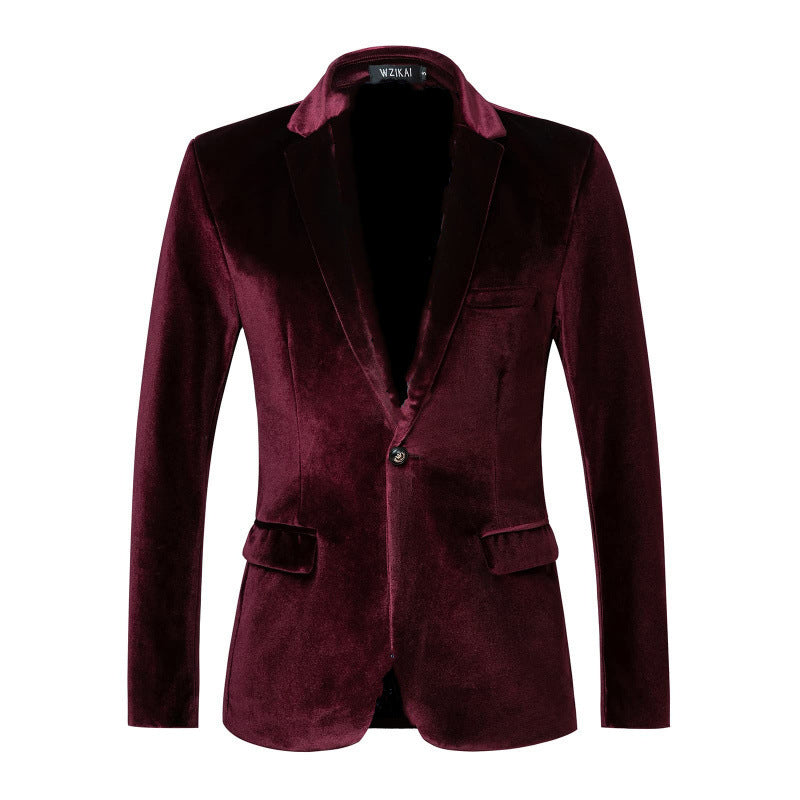 Men's Gold Velvet Slim Fit Formal Blazer Jacket