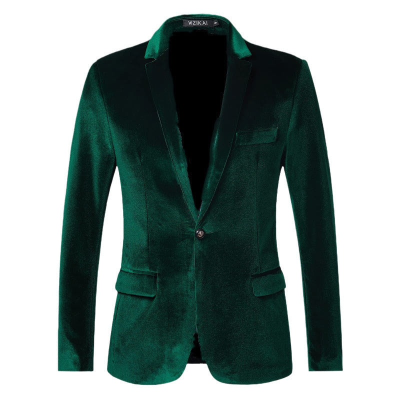 Men's Gold Velvet Slim Fit Formal Blazer Jacket