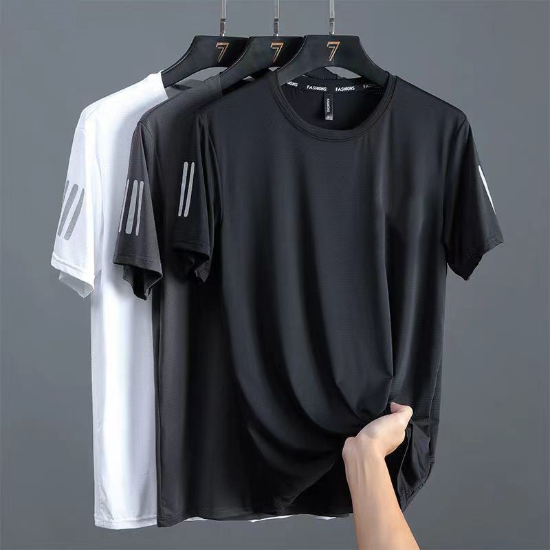 Men's Ice Silk T-Shirt Quick Dry Breathable Short Sleeve Top