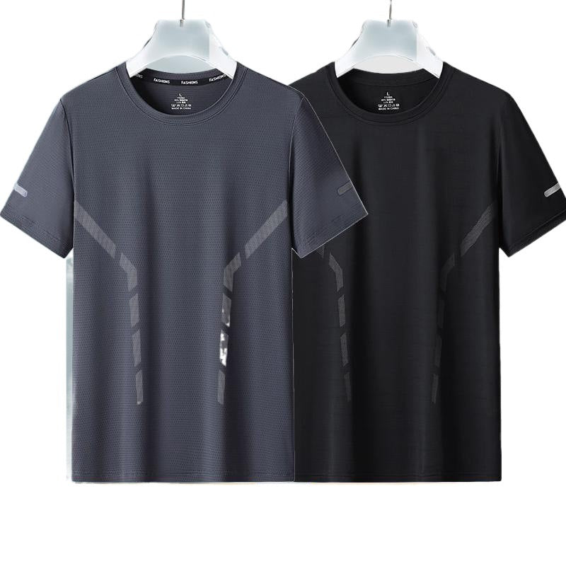 Men's Ice Silk T-Shirt Loose Fit Plus Size Casual Style