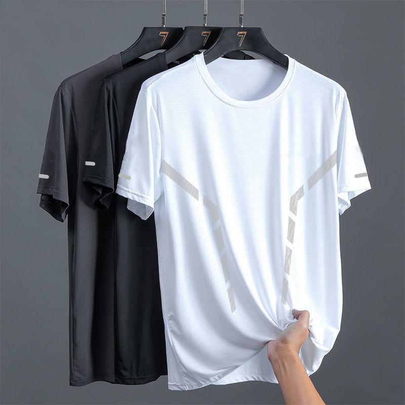 Men's Ice Silk Mesh T-Shirt Loose Fit Breathable Short Sleeve