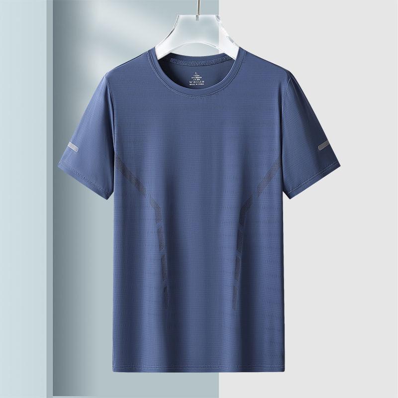Men's Ice Silk Mesh T-Shirt Loose Fit Breathable Short Sleeve