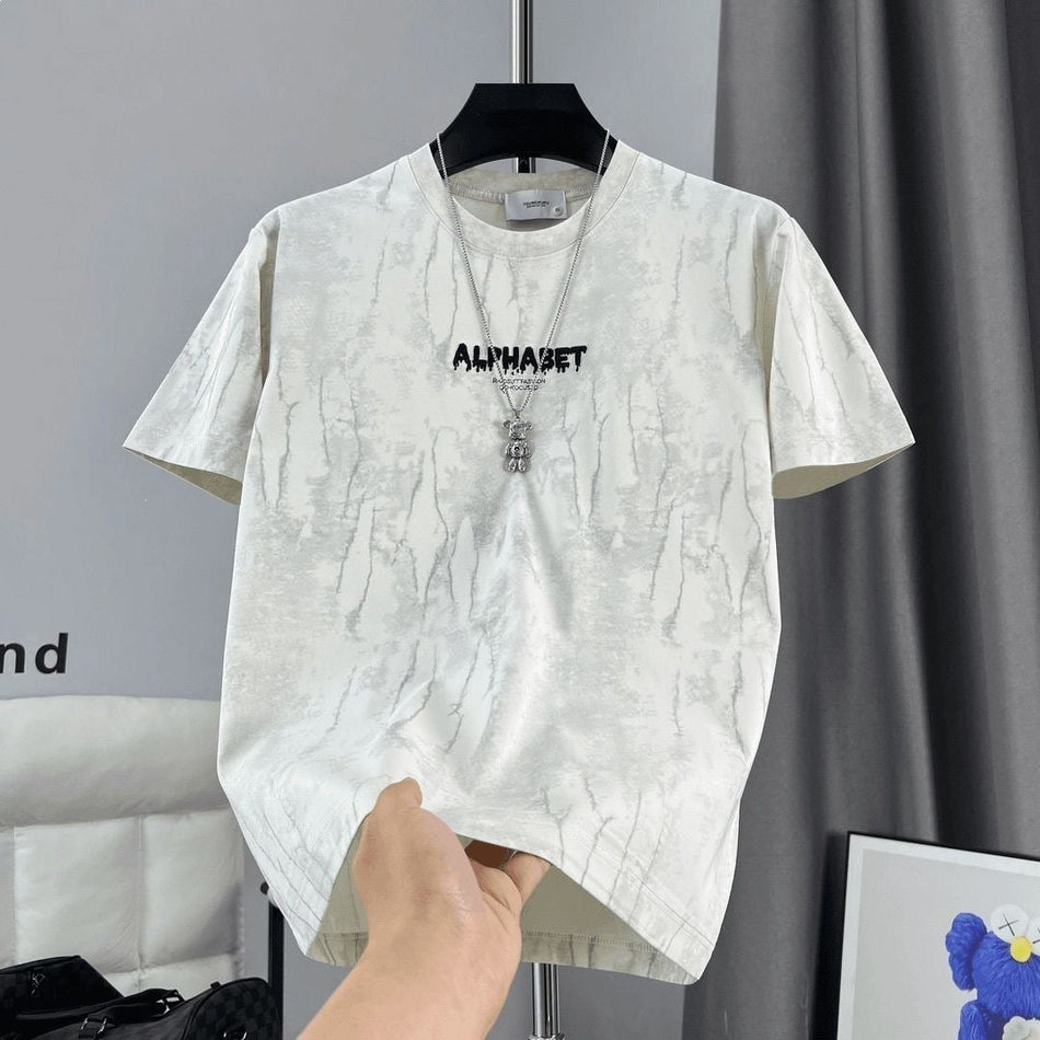 Men's Tie-Dye Distressed T-Shirt High Street Crew Neck Style